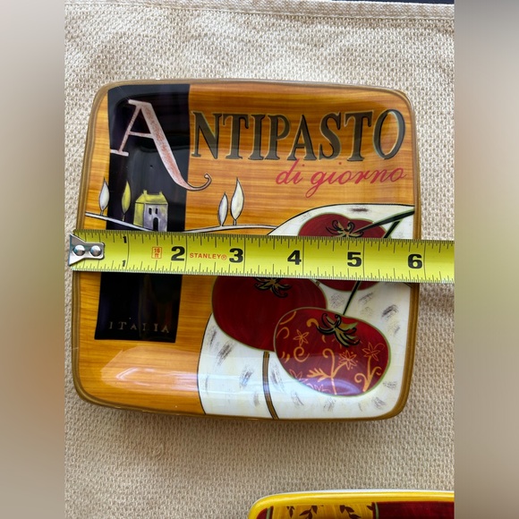 2 Pier 1 Imports 6x6” Cucina  square plates “Antipasto” & “Chianti” - Picture 6 of 8
